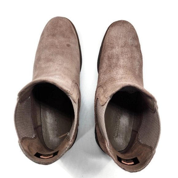 Timberland Light Tan Suede Pull-On Lug-Sole Chealsea Mid Ankle Boots - Picture 4 of 12